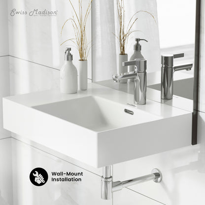 Swiss Madison, St. Tropez 24" Rectangle Wall-Mounted Sink with Right Side Faucet Mount
