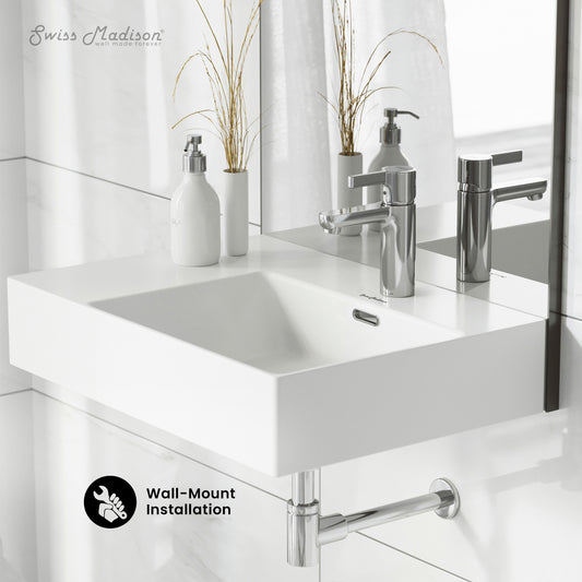 Swiss Madison, St. Tropez 24" Rectangle Wall-Mounted Sink with Right Side Faucet Mount