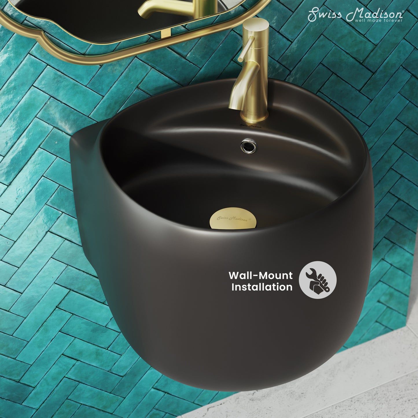Swiss Madison, Ivy Wall-Mount Sink in Matte Black