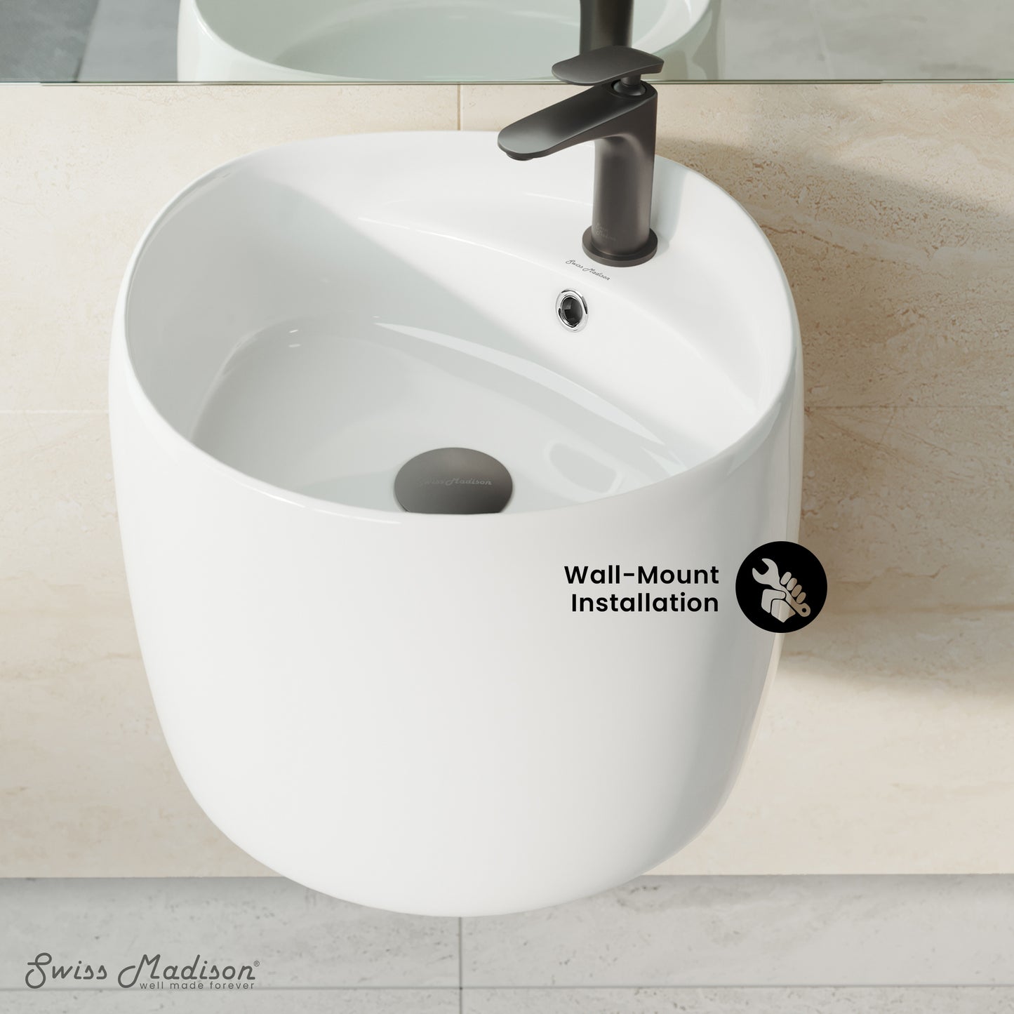 Swiss Madison, Ivy 18 in. Ceramic Glossy White Wall Mount Sink