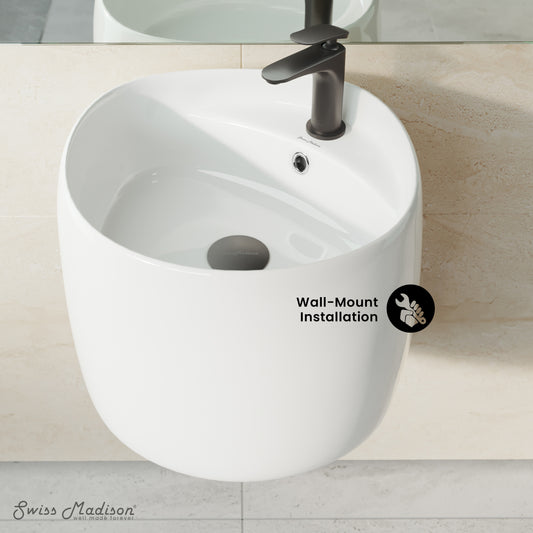 Swiss Madison, Ivy 18 in. Ceramic Glossy White Wall Mount Sink