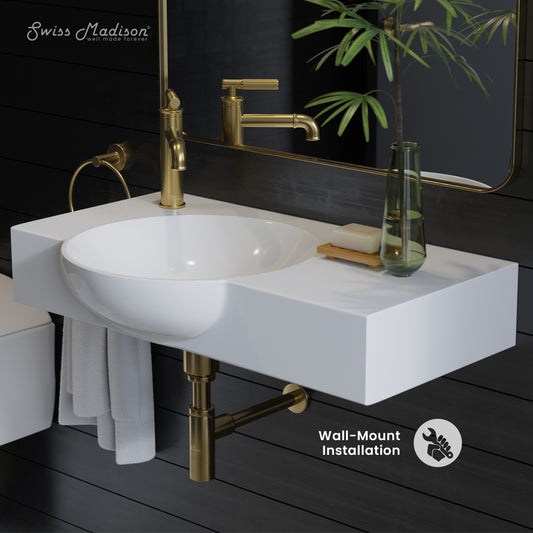 Swiss Madison, Chateau 30" Left Side Faucet Wall-Mount Bathroom Sink