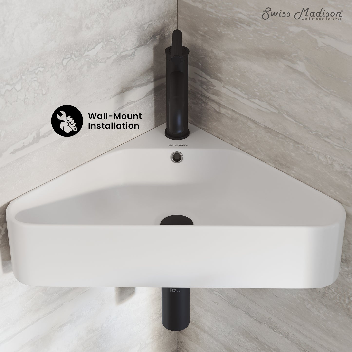 Swiss Madison, St Tropez Corner Wall Hung Sink