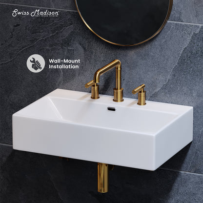 Swiss Madison, Claire 24" Rectangle Wall-Mount Bathroom Sink with 8" Widespread Holes