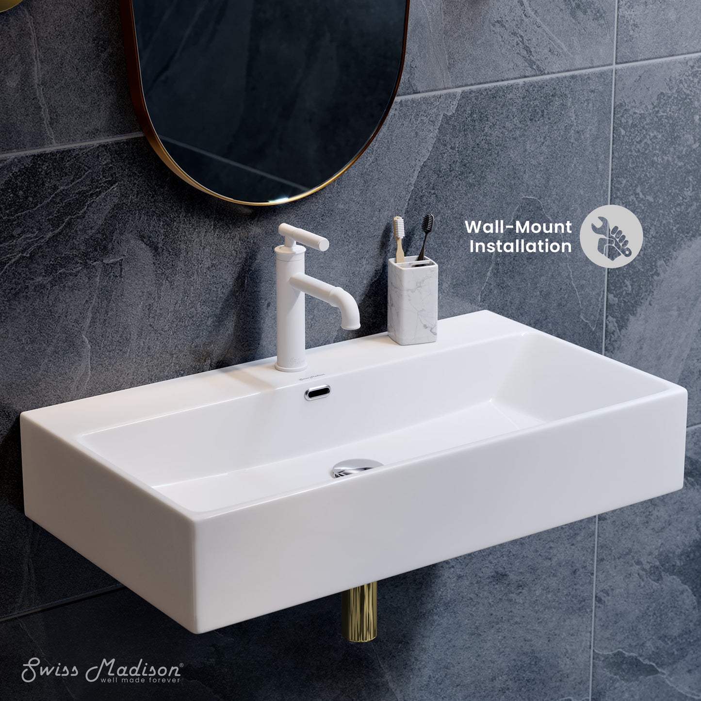 Swiss Madison, Claire 30" Rectangle Wall-Mount Bathroom Sink