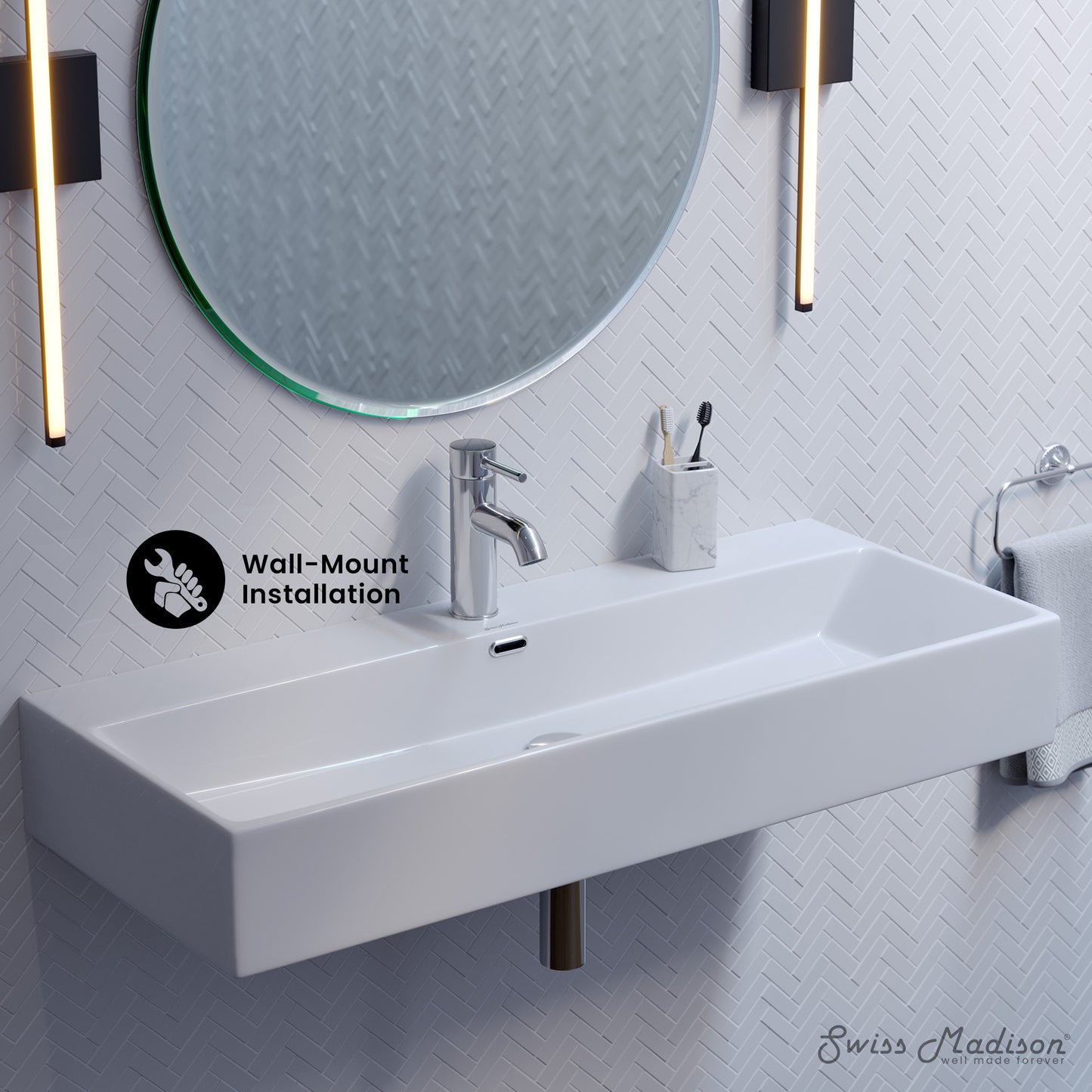 Swiss Madison, Claire 40" Rectangle Wall-Mount Bathroom Sink