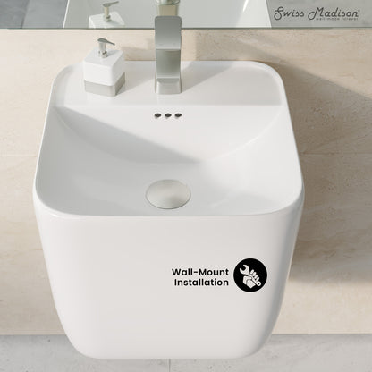 Swiss Madison, Carre 17.5" Wall-Mount Bathroom Sink