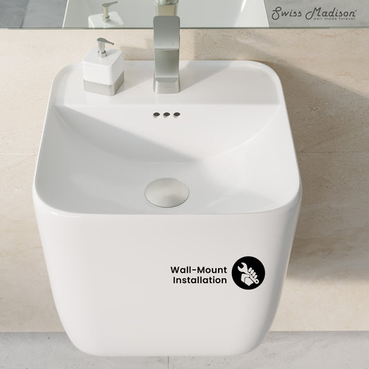 Swiss Madison, Carre 17.5" Wall-Mount Bathroom Sink