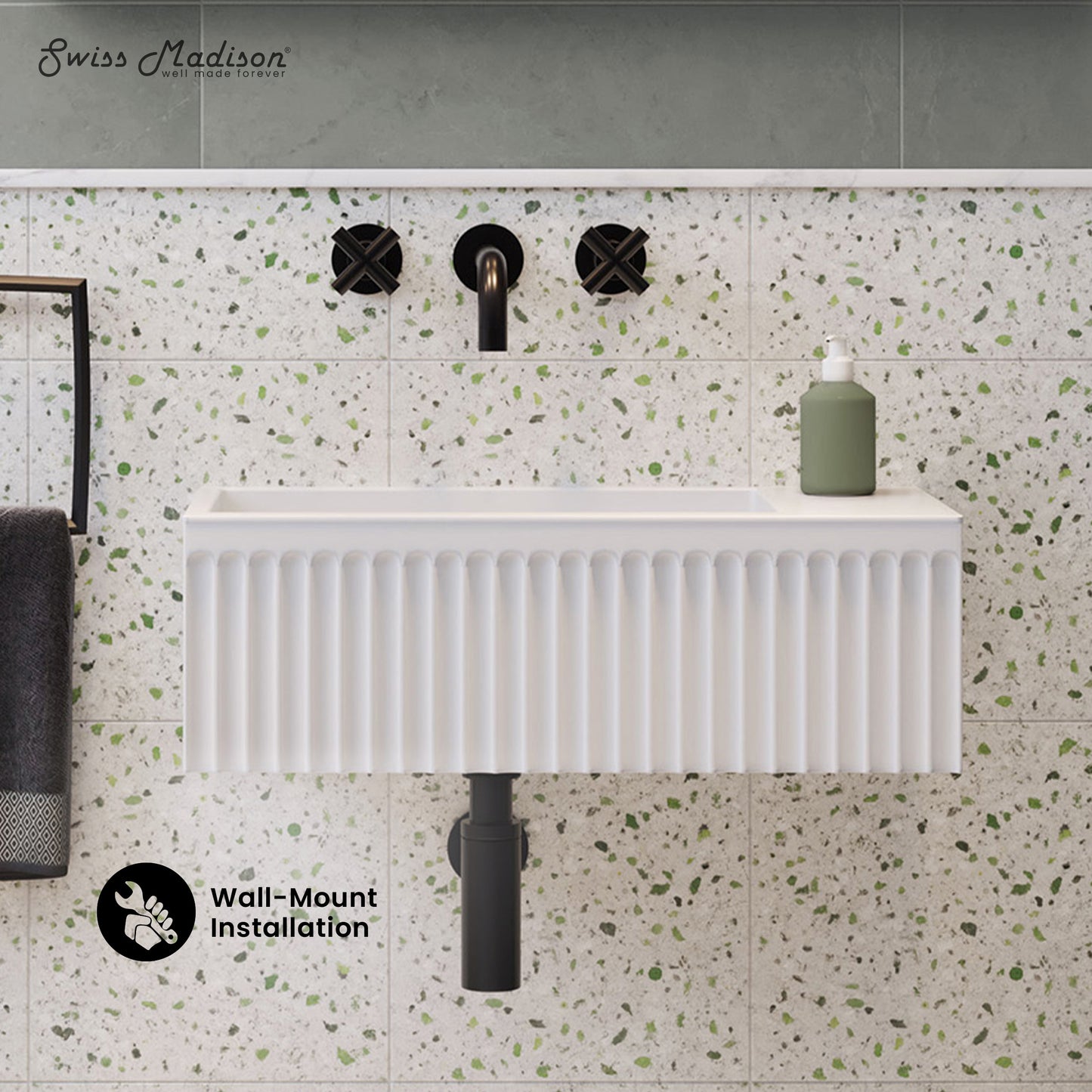 Swiss Madison, Delice 24" Rectangle Wall-Mount Bathroom Sink in Matte White