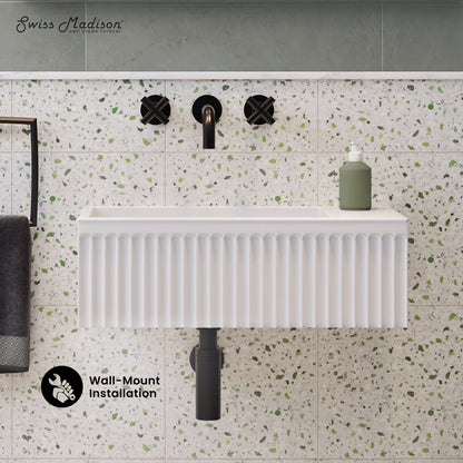 Swiss Madison, Delice 24" Rectangle Wall-Mount Bathroom Sink in Matte White