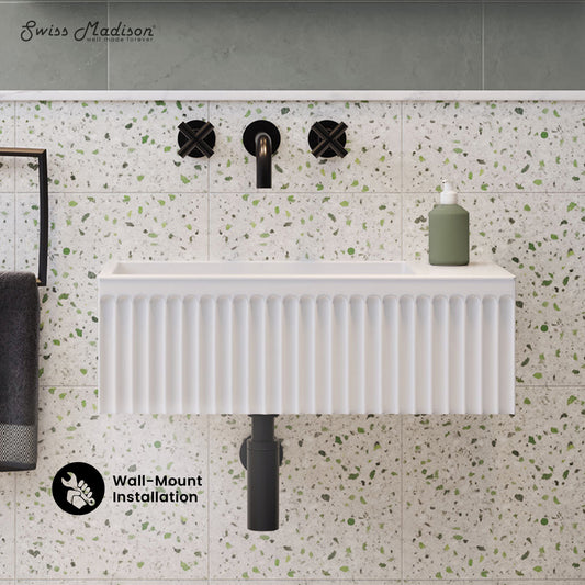 Swiss Madison, Delice 24" Rectangle Wall-Mount Bathroom Sink in Matte White