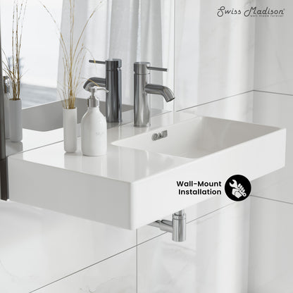 Swiss Madison, St. Tropez 30" Rectangle Wall-Mounted Sink with Right Side Faucet Mount