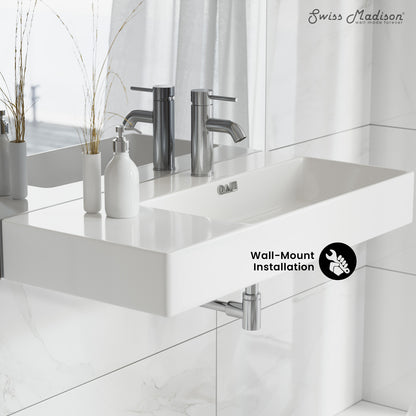 Swiss Madison, St. Tropez 36" Rectangle Wall-Mounted Sink with Right Side Faucet Mount