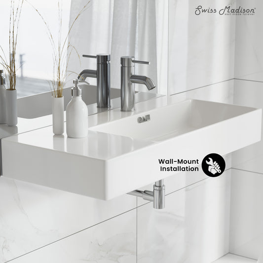Swiss Madison, St. Tropez 36" Rectangle Wall-Mounted Sink with Right Side Faucet Mount