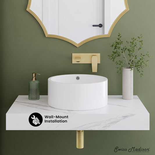 Swiss Madison, Monaco 36" Floating Bathroom Shelf with Vessel Sink in White Marble