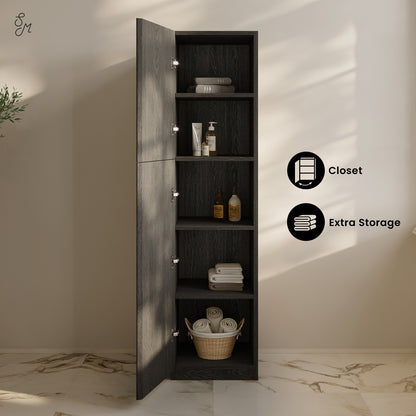 Swiss Madison, St. Tropez 15 x 15 x 60 Freestanding Linen Cabinet in Black Oak