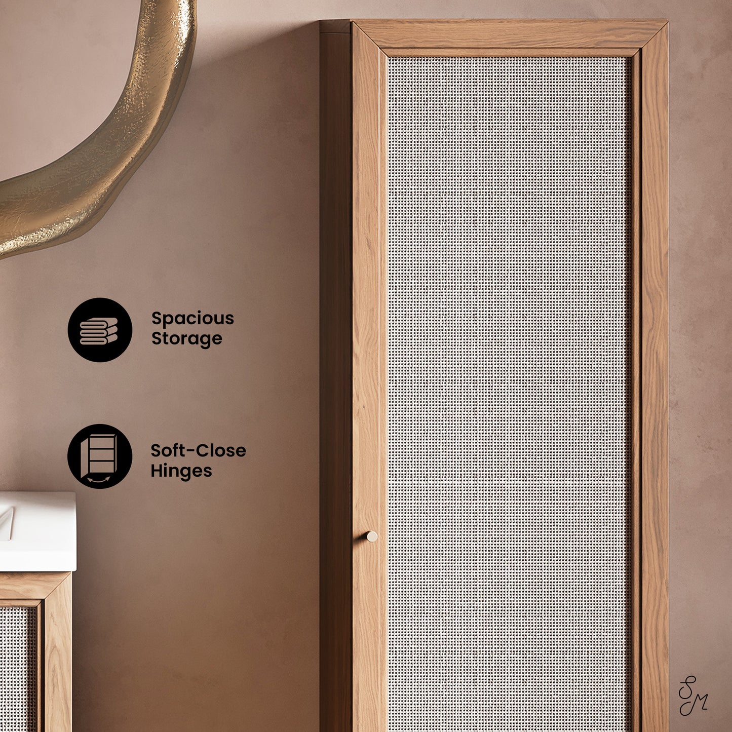 Swiss Madison, Classe 15.5 x 15 x 60 Freestanding Linen Cabinet in Toppan Oak