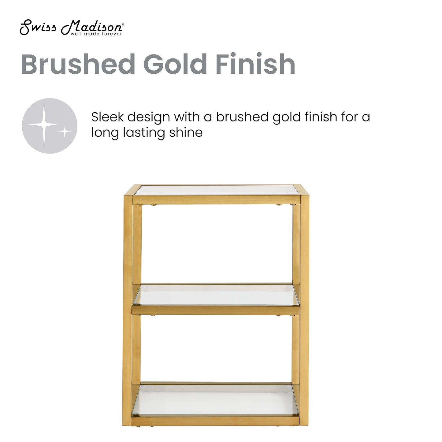 Swiss Madison, Pierre 16"x20"x10" Wall-Mounted Linen Cabinet in Brushed Gold