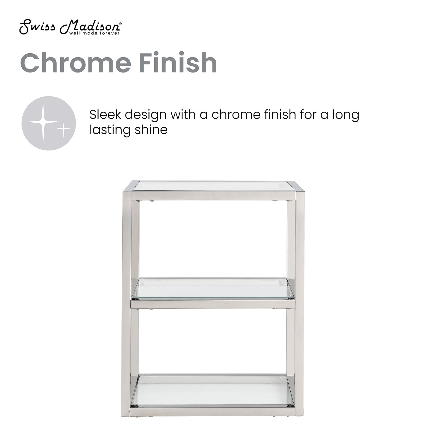 Swiss Madison, Pierre 16"x20"x10" Wall-Mounted Linen Cabinet in Chrome