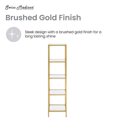 Swiss Madison, Pierre 16"x65"x14" Freestanding Linen Cabinet in Brushed Gold