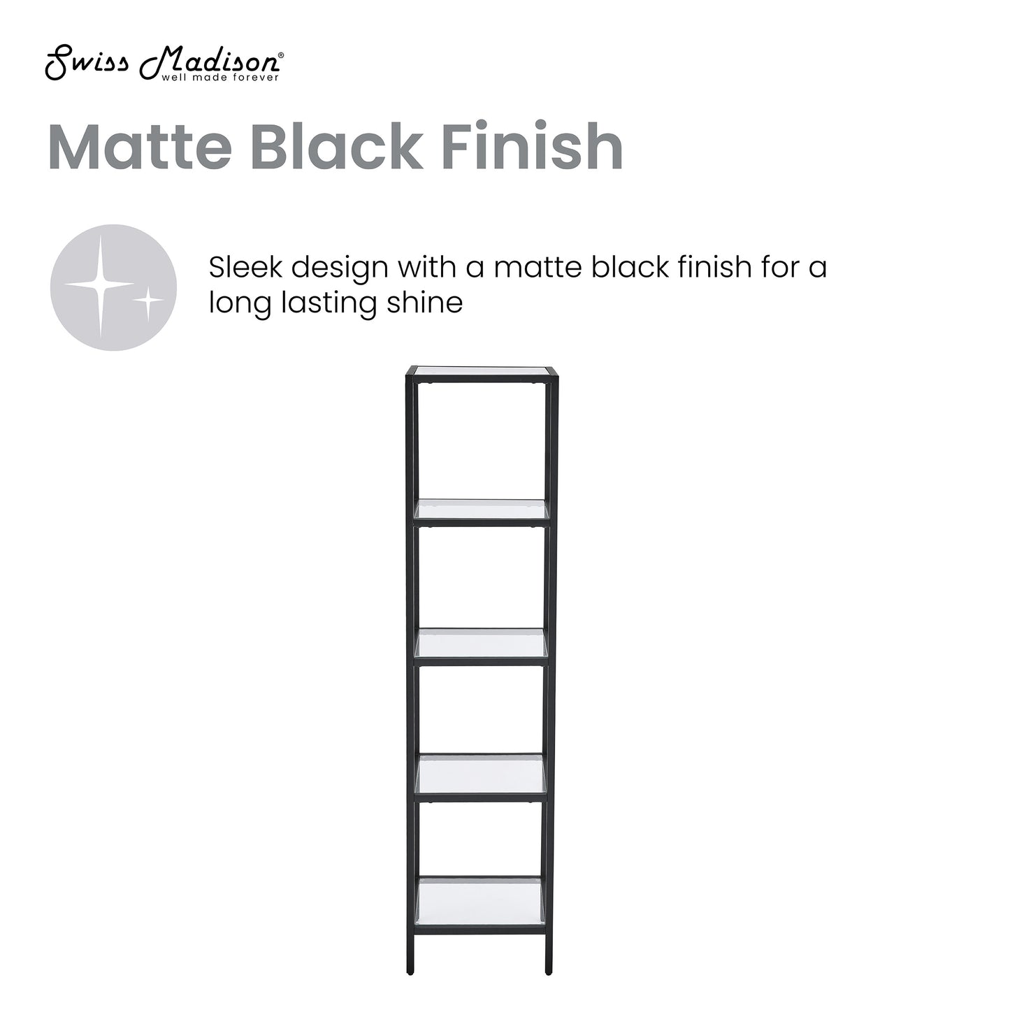 Swiss Madison, Pierre 16"x65"x14" Freestanding Linen Cabinet in Matte Black