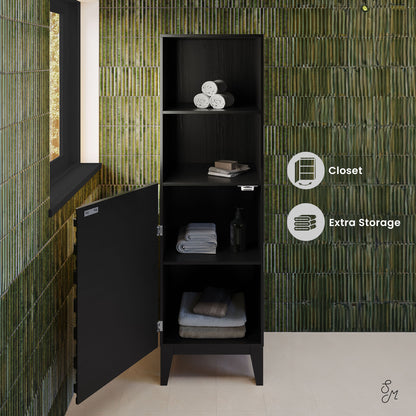 Swiss Madison, Cascade 17 x 17 x 60 Freestanding Linen Cabinet in Black Oak