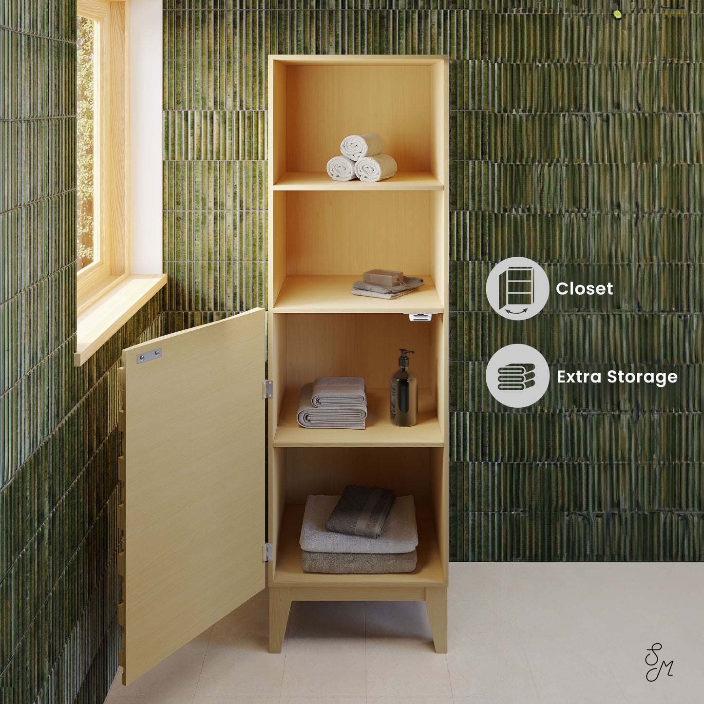 Swiss Madison Cascade freestanding bathroom vanity in Natural Oak — view 2