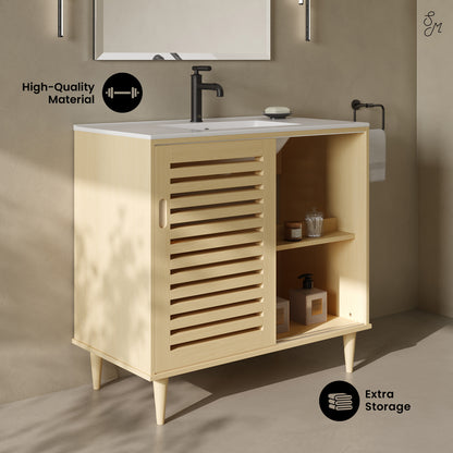 Swiss Madison Delice 36-inch freestanding bathroom vanity in Natural Oak — view 2