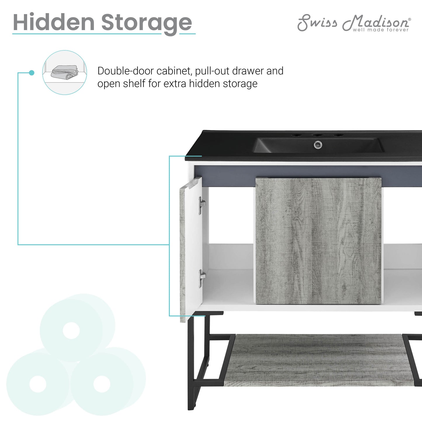 Swiss Madison Marseille 36-inch bathroom vanity — view 3