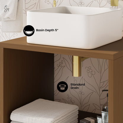 Swiss Madison, Concorde 24'' Wall-Hung Vanity In Brown Oak