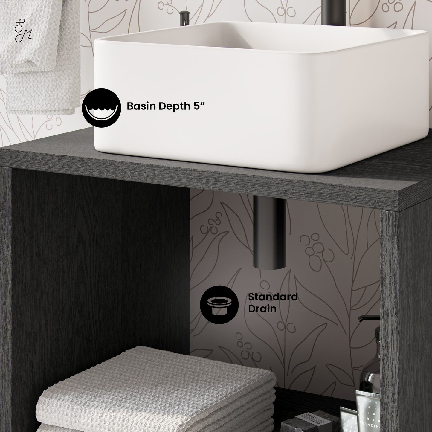 Swiss Madison, Concorde 24'' Wall-Hung Vanity In Black