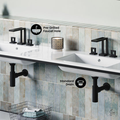 Swiss Madison, Pierre 72 Double, Freestanding, Open Shelf, Matte Black Metal Frame Bathroom Vanity