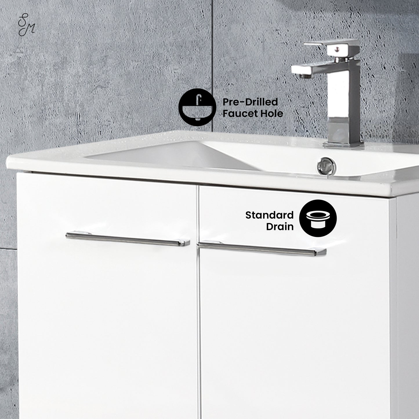 Swiss Madison, Annecy 24" Freestanding Bathroom Vanity in White with Sink Top