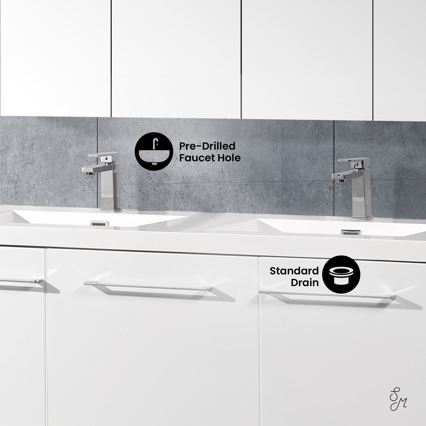 Swiss Madison, Annecy 60" Freestanding Bathroom Vanity in White with Sink Top