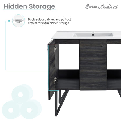 Swiss Madison, Annecy 36" Freestanding Bathroom Vanity in Black Walnut with Sink Top