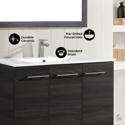 Swiss Madison, Annecy 48" Freestanding Bathroom Vanity in Black Walnut with Sink Top