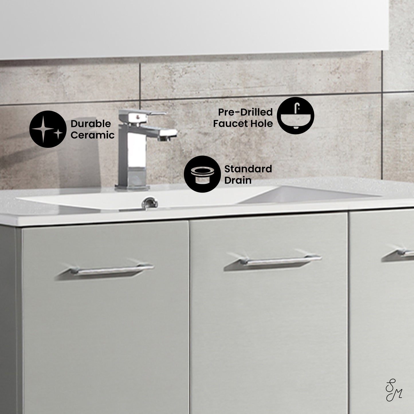 Swiss Madison, Annecy 48" Freestanding Bathroom Vanity in Gray with Sink Top
