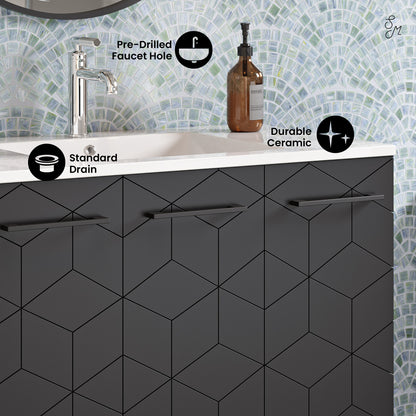 Swiss Madison, Annecy 36" Freestanding Bathroom Vanity in Phantom Black with Sink Top