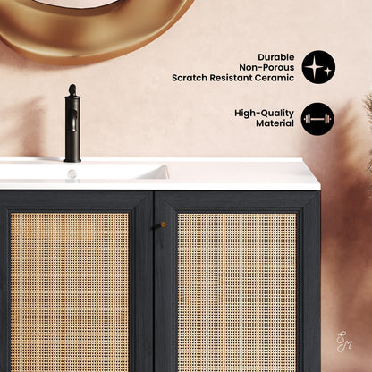 Swiss Madison, Classe 48" Wall-Mounted Bathroom Vanity in Black Oak
