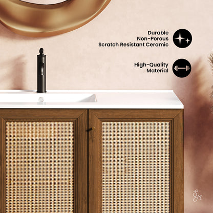 Swiss Madison, Classe 48" Wall-Mounted Bathroom Vanity in Brown Oak