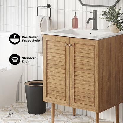Swiss Madison, Bron 24" Freestanding Bathroom Vanity in Golden Oak with Sink Top