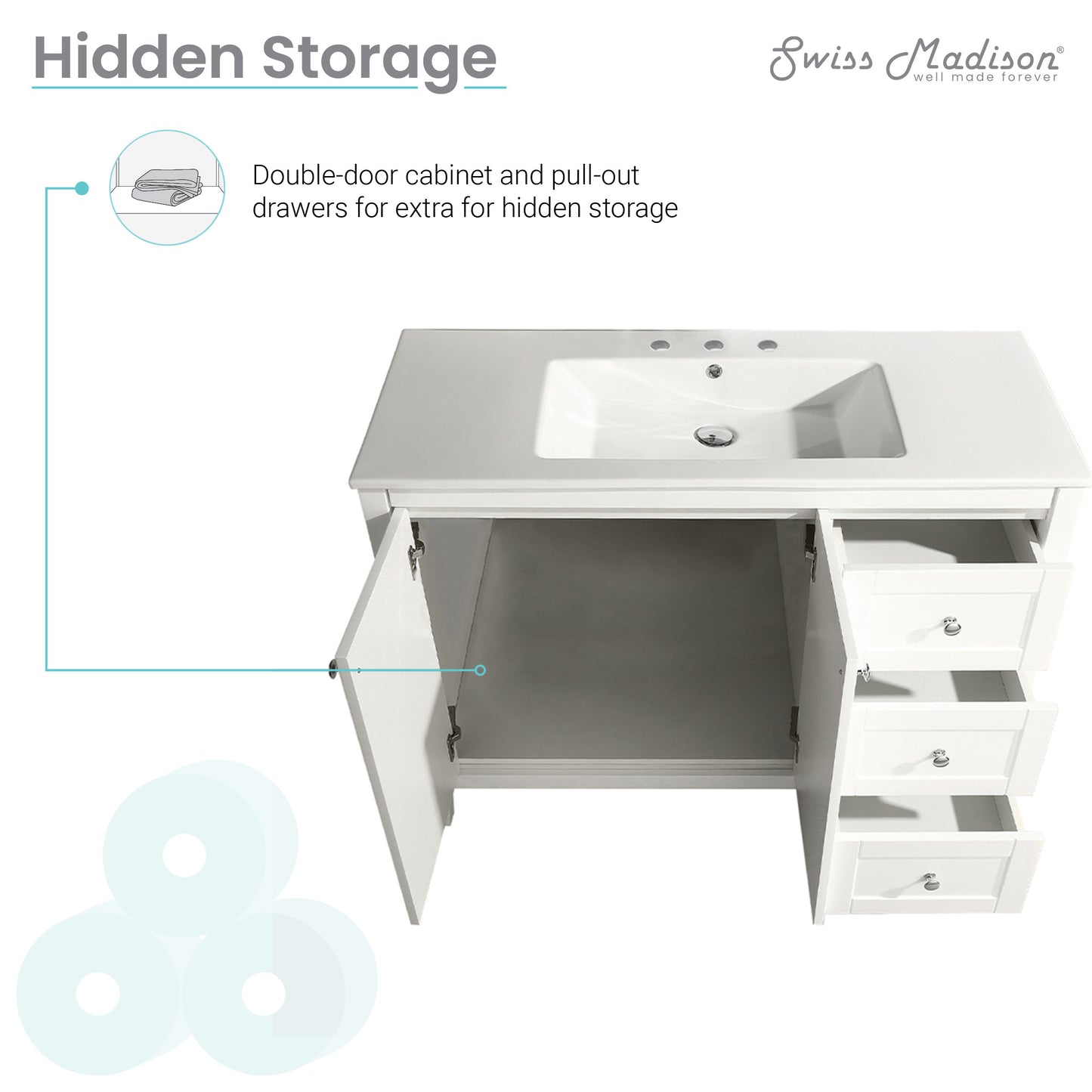 Swiss Madison Cannes 48-inch bathroom vanity — view 3
