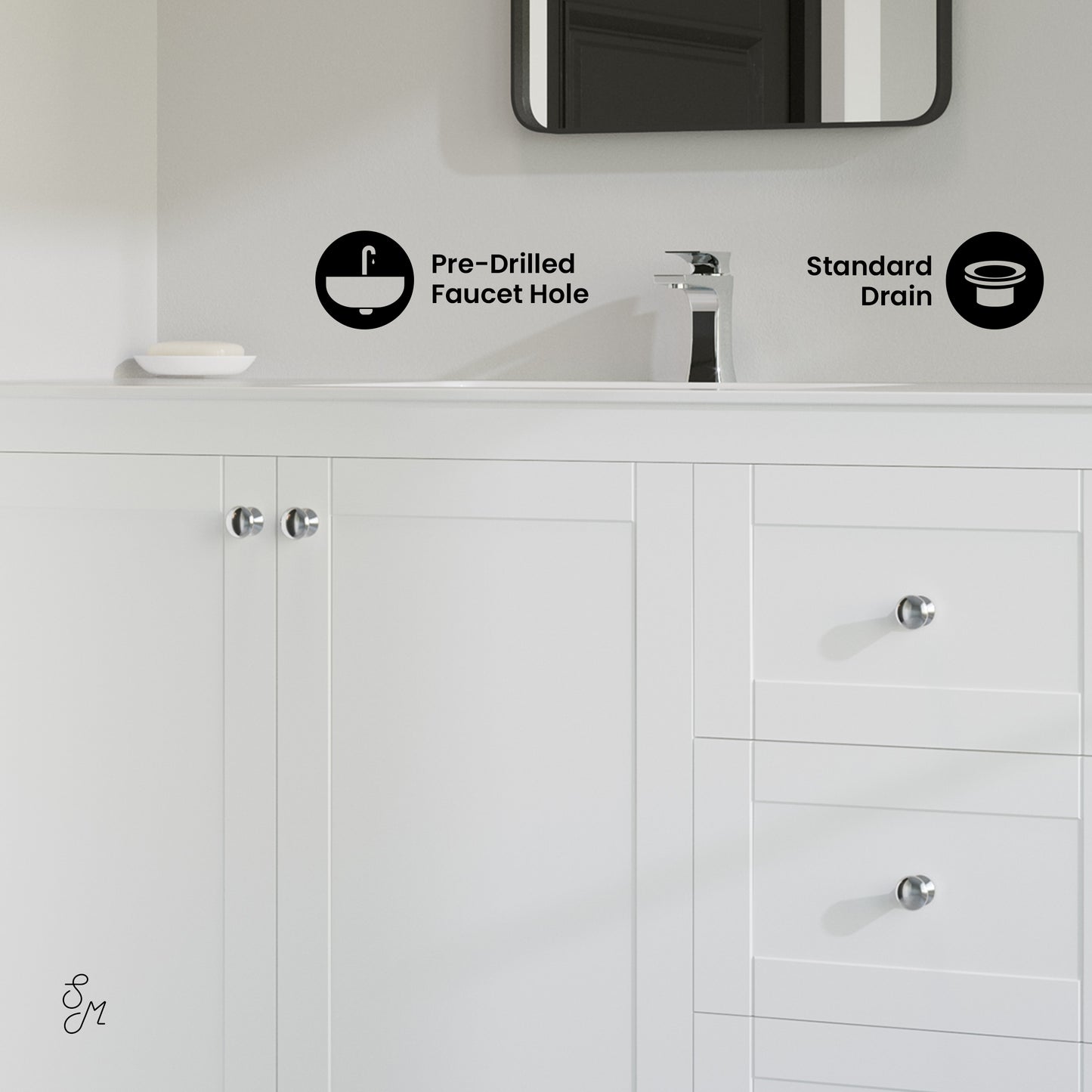 Swiss Madison, Cannes 48 Single, Two Doors, Three Drawers, Bathroom Vanity