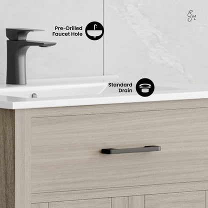 Swiss Madison, Burdon 24" Freestanding Bathroom Vanity in Weathered Oak with Sink Top