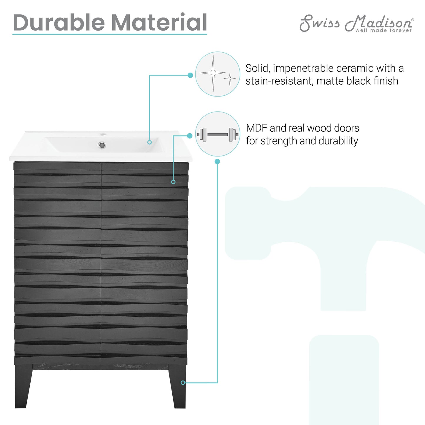 Swiss Madison, Cascade 24" Bathroom Vanity in Black