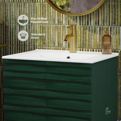 Swiss Madison, Cascade 24" Freestanding Bathroom Vanity in Green Oak with Sink Top