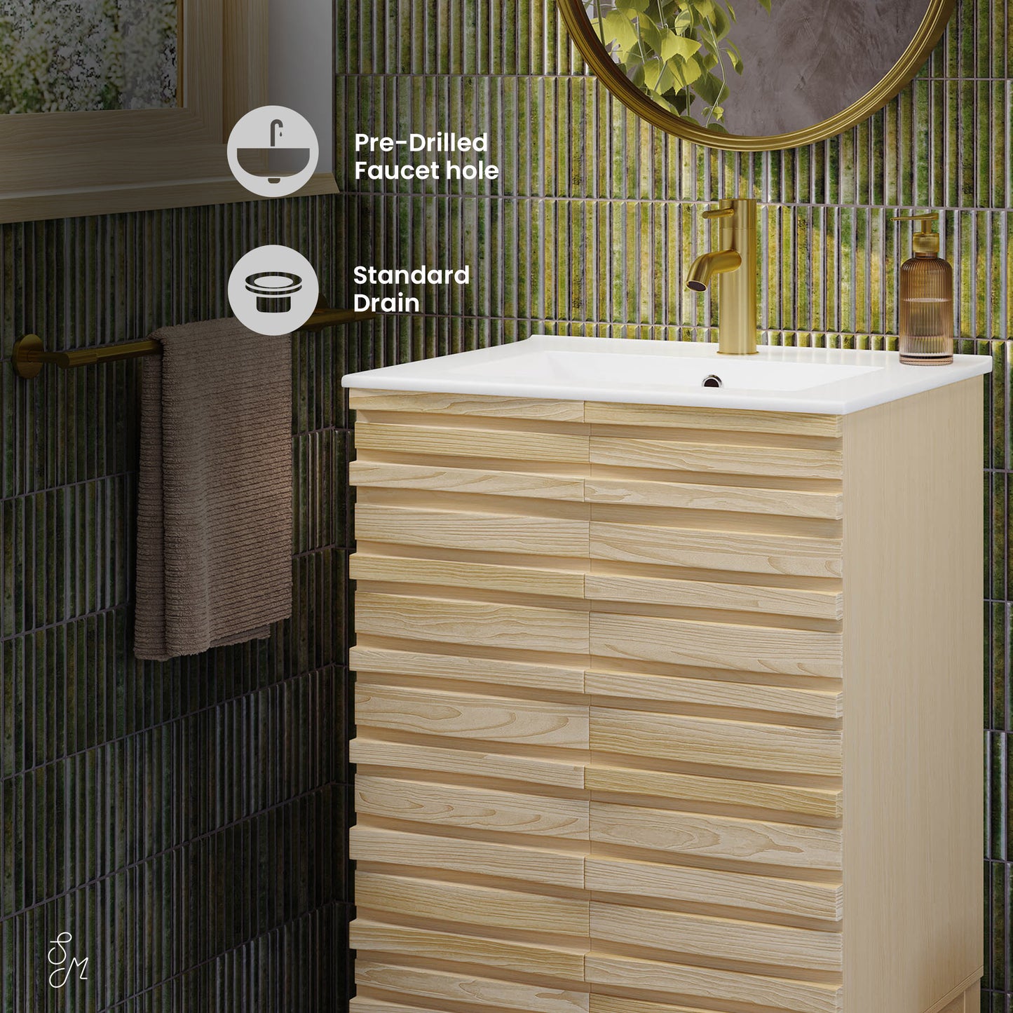 Swiss Madison, Cascade 24" Bathroom Vanity in Natural Oak
