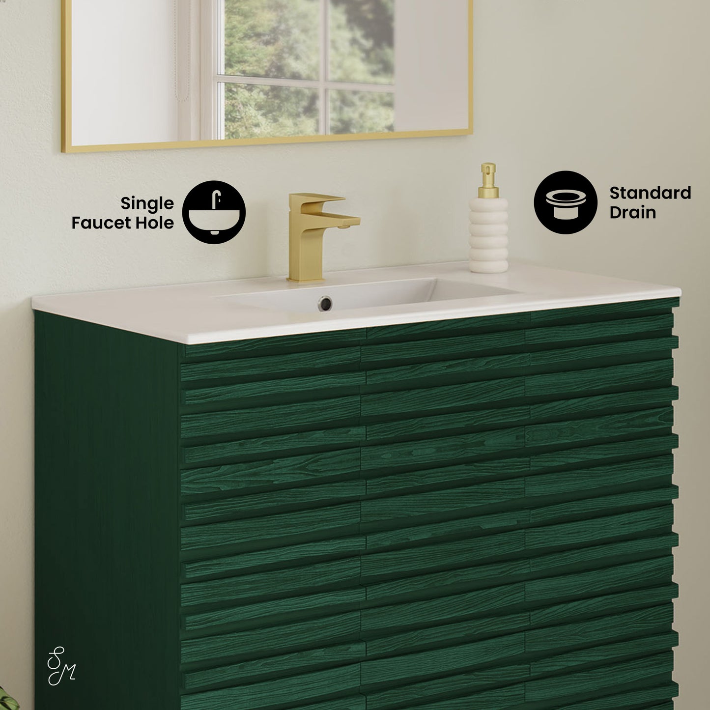 Swiss Madison Cascade 36-inch freestanding bathroom vanity in Green Oak — view 2