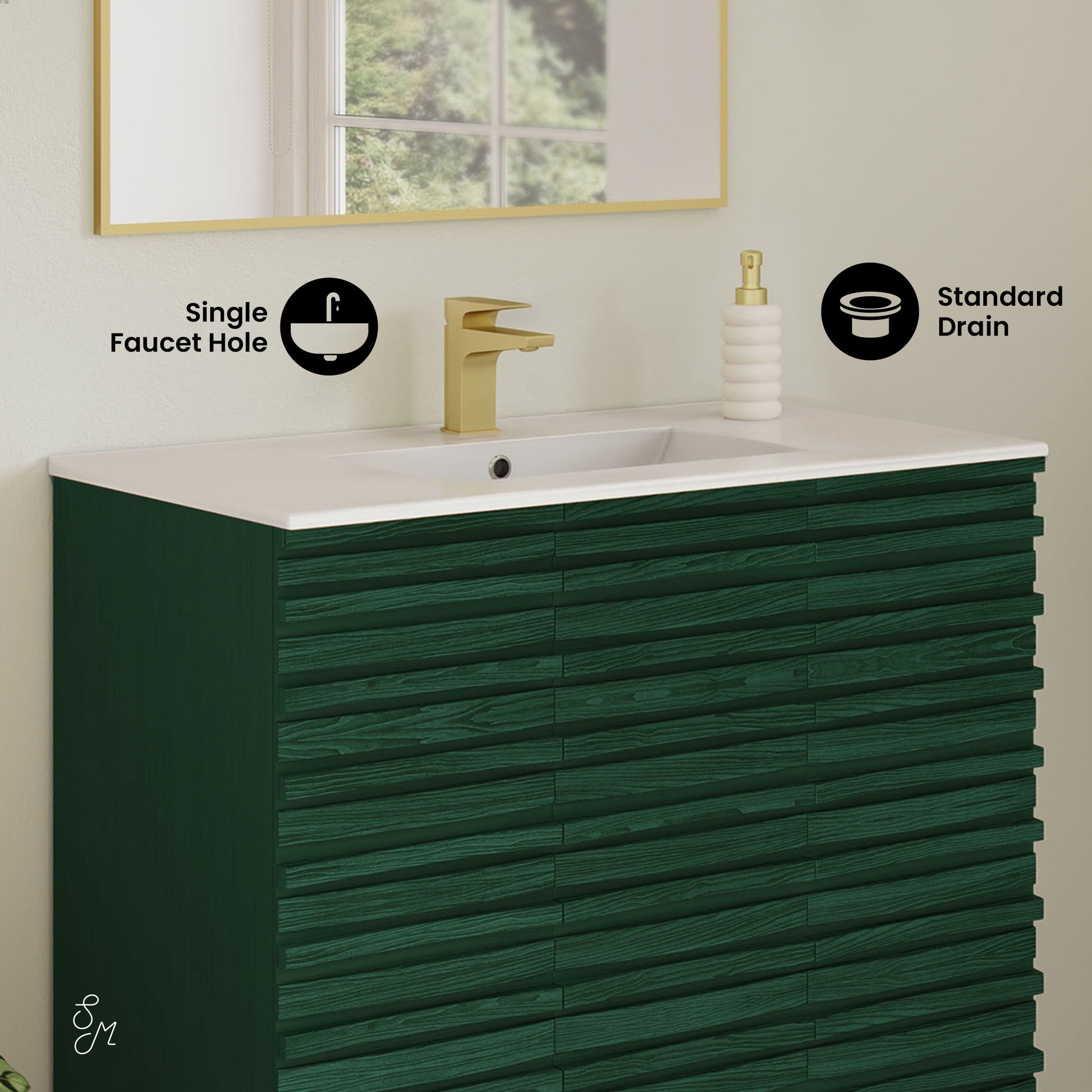 Swiss Madison Cascade 36-inch freestanding bathroom vanity in Green Oak — view 2