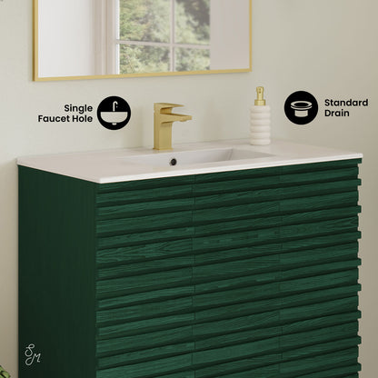 Swiss Madison Cascade 36-inch freestanding bathroom vanity in Green Oak — view 2